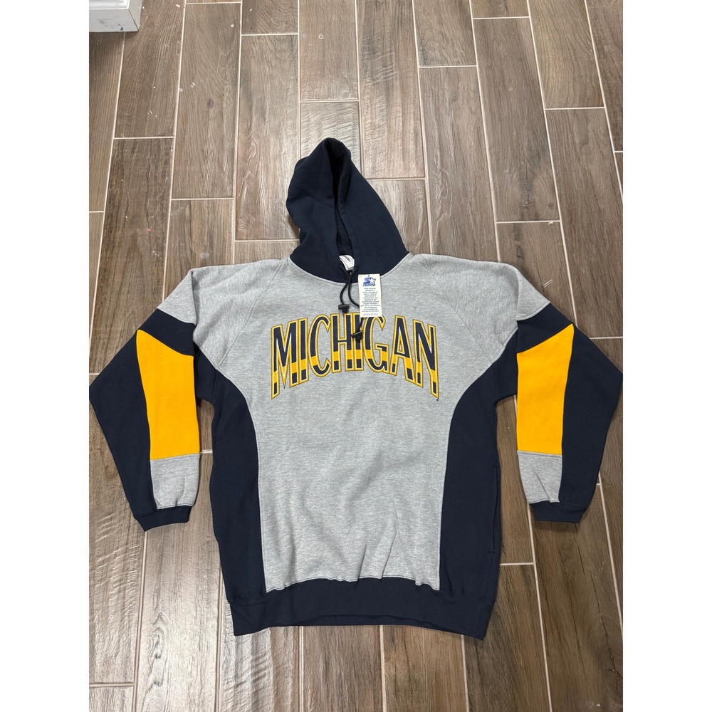 Vintage Galt Sand Michigan Wolverines Starter Hoodie Sweatshirt Mens Large NWT
